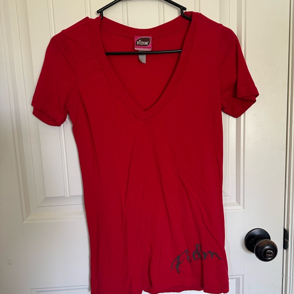 FIDM Red V-Neck Women's Top